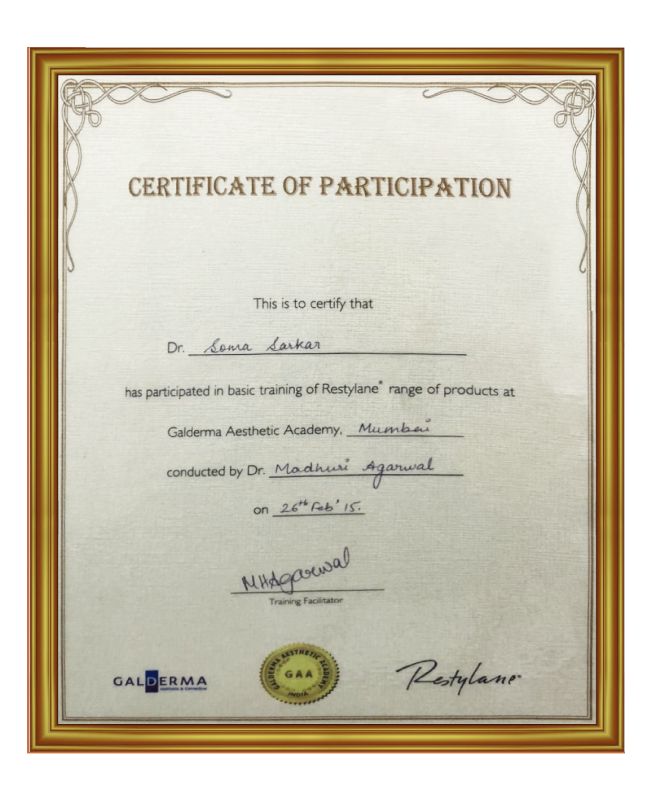 Dr Soma Sarkar Certificate